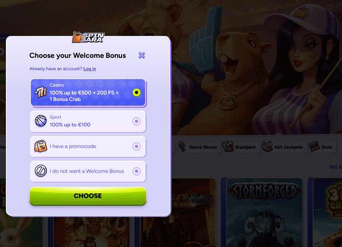 Spinbara Casino Registration Form 